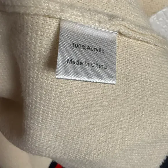 Tuckernuck Camden Ivory Striped V-Neck Soft Knit Poncho Cape Sweater One Size - Picture 15 of 15